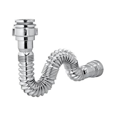 Imagem de Kit 10 Sifão Metalizado Universal Extensível para Lavabos Cubas Pias e Tanques