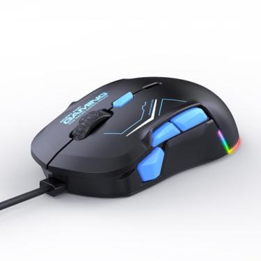 Imagem de Mouse para jogos com fio, mão esquerda, mão direita, 10 teclas, 12800DPI com botões personalizáveis retroiluminados, função macro, mouse para jogos para sistema Windows, computador desktop, laptop