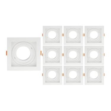 Imagem de 10 Spots de Embutir Recuado Taschibra Conecta para Lâmpada Par 20 Quadrado Branco