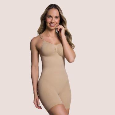 Imagem de Body Redutor Cinta S/ Costura Short Selene Alta Compressão, Chocolate,