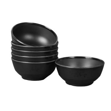 Imagem de Yummost Tigelas de cereais de melamina, 12 cm, conjunto de 6, pode ser lavado na lava-louças. Preto