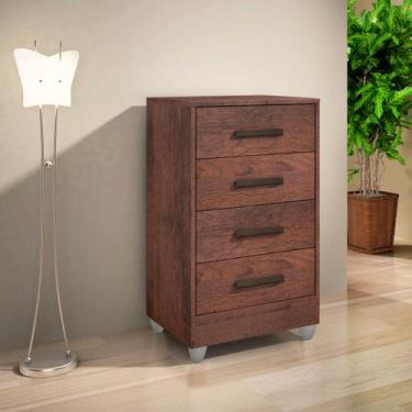 Imagem de Cômoda Quarto Multiuso Compacta 4 Gavetas - Café - Full Economize