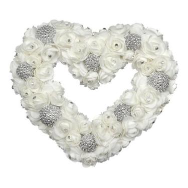 Imagem de Guirlanda Coração Branca Natal 31cm E.v.a. - Feita A Mão. - Fitas e Fe