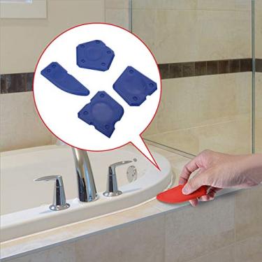 Imagem de Kit de Ferramentas de Calafetagem, 4 Unidades, Silicone, Vidro, Cimento, Raspador para Selante, Rejunte, Acabamento, Vedação Com Diferentes Bordas de Lâmina (Azul)