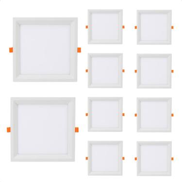 Imagem de Kit 10 Painel de Led Quadrado Embutir Recuado 6W Bivolt Taschibra 3000K Quente