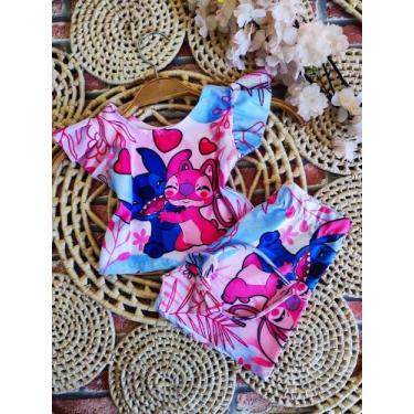 Imagem de Conjunto Menina Infantil Malu Temático Stitch Rosa RF03 - ACT, 03 ANOS