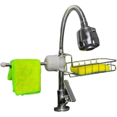 Imagem de Escorredor Suporte de Torneira Inox Multiuso – Organizador de Pia para Sabão, Esponja e Cozinha/Banheiro