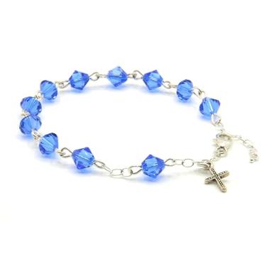 Imagem de Pulseira pequena de rosário católico de cristal ou vidro austríaco para primeira comunhão/eucaristia ou reconciliação/confissão. Um presente significativo e bonito para ocasiões especiais., One Size,