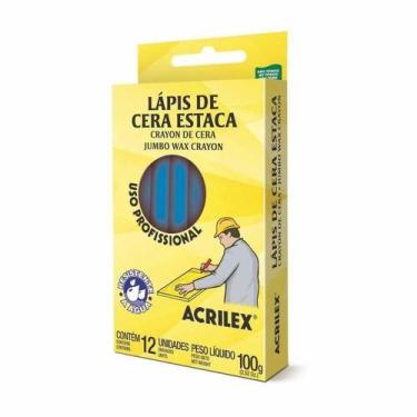 Imagem de Lápis de Cera Estaca - 12 UND - 100g - Acrilex, Azul