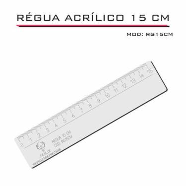 Imagem de Régua Reta Acrílica 15 cm Transparente Desenho Técnico Fenix