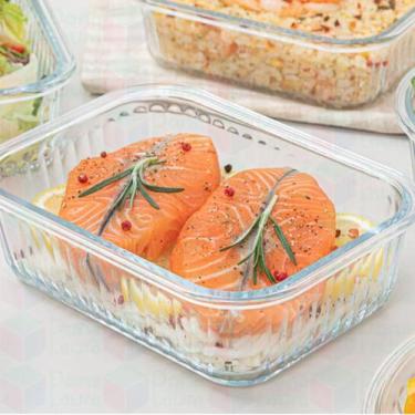 Imagem de Pote Ondulado Retangular Lancheira Resistente 1520ml 9un - Belo Vidro,