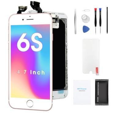 Imagem de DIYREpair Substituição de tela para iPhone 6s de 4,7 polegadas, kit de reparo completo de tela sensível ao toque 3D, conjunto de digitalizador com conjunto de ferramentas, vidro temperado, branco de