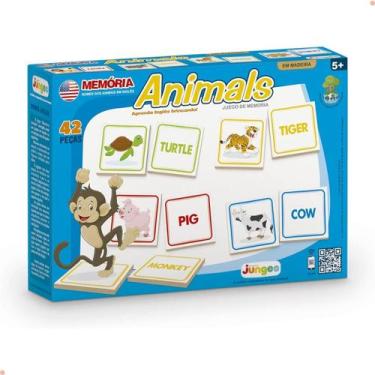Imagem de Jogo da Memória 42 Peças Em Madeira Animais Inglês Português - JUNGES