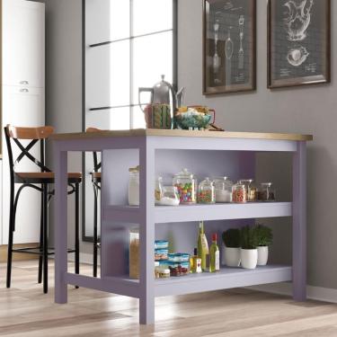 Imagem de Bancada Gourmet Ilha Cozinha C Ilumina Ditália 2prat Cinza