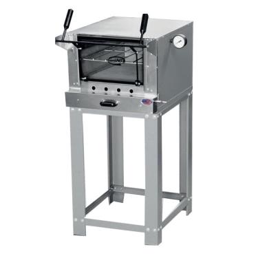 Imagem de Forno Pizza Industrial à Gás 40x60 Com Pedra refratária, Termômetro e Porta Guilhotina de Vidro