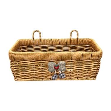 Imagem de SiaBiced Pendurar cesto de armazenamento na cesta de cesto portátil imitação recipiente de cesta de armazenamento de cesta para brinquedos de frutas vegetais, 28x13x16cm