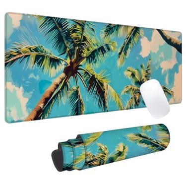 Imagem de Tapete de mouse para jogos de palmeira tropical, tapete de mesa de escritório, base de borracha antiderrapante, mouse pad estético legal para computador, laptop, teclado, escola, casa, mesa, jogador