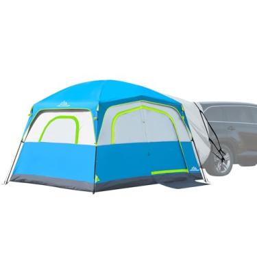 Imagem de JELUCAMP Tendas SUV para acampamento 6 pessoas à prova d'água, barraca de acampamento para família de carro com acessório de porta traseira para SUV, jipe, caminhão com tampa, tenda grande de fácil