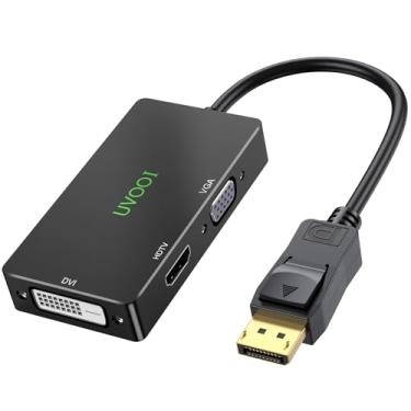 Imagem de Adaptador DisplayPort para HDMI DVI VGA, conector multifuncional DP 3 em 1, porta de exibição para HDMI 4K, vídeo VGA/DVI 1080p a 60Hz, DP macho para HDMI fêmea para todos os computadores, monitores,