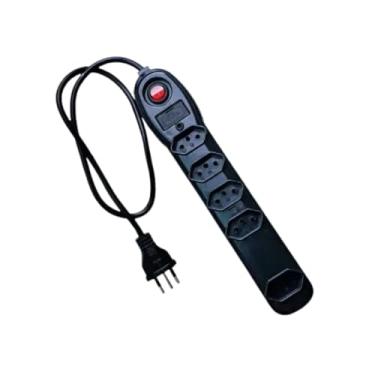 Imagem de Filtro de Linha Extensão Bivolt 5 Tomadas de 1m – Proteção Contra Surtos, Cabo Flexível, Alta Condutividade (Preta)