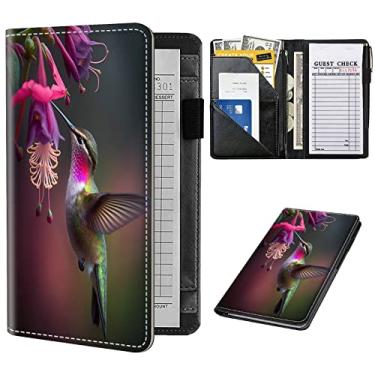 Imagem de Livro de servidor para garçonete, organizador de livros de garçonete de couro com bolso com zíper para garçom, carteira de servidor, avental de servidor e livros de verificação de convidados para