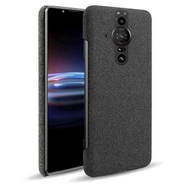 Imagem de Capa para Sony Xperia PRO-I,Capa desenhada em lona,Case Protetora Ultrafina com Empunhadura Macia,Design em Tecido Antichoque e Antiarranhões-Black