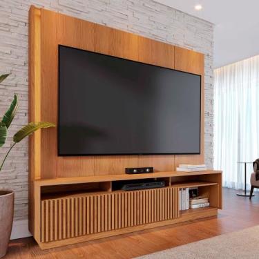 Imagem de Home Estante Orlo 200cm TV até 75 Fitas LED Portas Deslizantes MDP/MDF