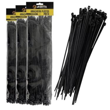 Imagem de 150 Abraçadeiras Lacre De Nylon Enforca Gato Cinta Plástica 7 x 500mm Fita Hellerman Grossa 50cm Preto