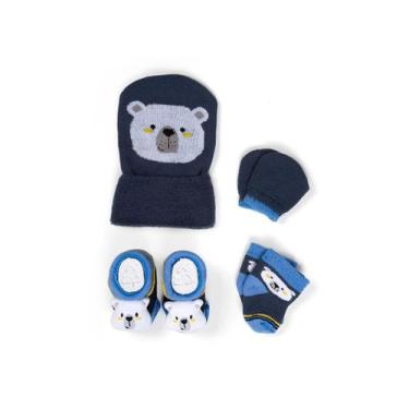 Imagem de Kit Enxoval Bebe Toca Luva Sapatinho E Meia Recem Nascido Presente Mat