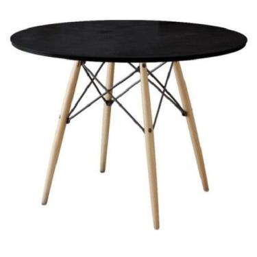 Imagem de Mesa De Jantar Eiffel Redondo Tampo De Madeira 110cm Preto 4 - Conveni