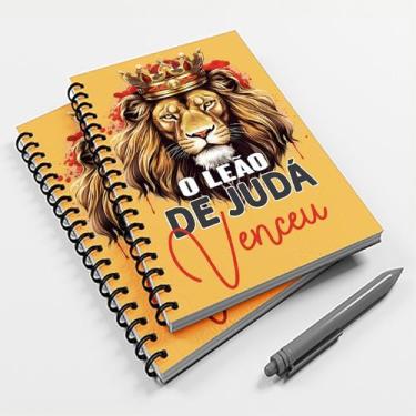 Imagem de 10 Cadernetas Evangélica 48 fls O Leão de Juda Venceu - Premium