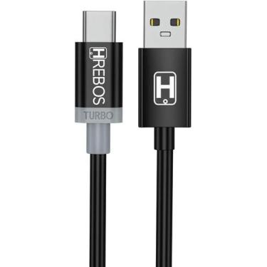 Imagem de Cabo Carregador Celular Type-c Turbo First Black Rapido 2m - Hrebos, P