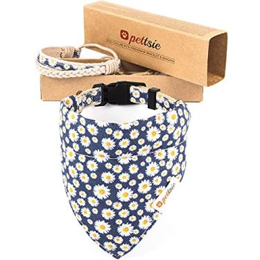Imagem de Pettsie Coleira de cachorro combinando, bandana, pulseira da amizade, cânhamo durável, 4 tamanhos ajustáveis, confortável e macia para pele sensível, caixa de papelão, anel em D forte para fácil