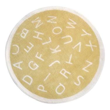 Imagem de Tapete Infantil Redondo Alfabeto Letra Quarto Bebê 1,40m (Amarelo)