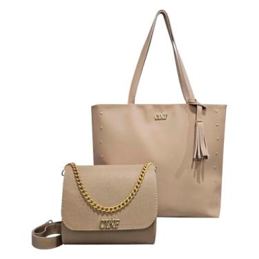 Imagem de Kit De Bolsa Feminina Sacola Grande + Tira Colo Pequena (Amêndoa)