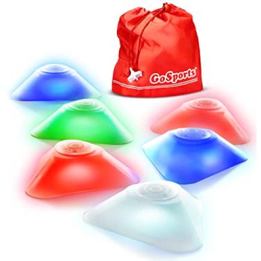 Imagem de GoSports Cones iluminados modernos – Ciclo entre 4 cores de LED para esportes, segurança no trânsito e jogos que brilham no escuro – Pacote com 6