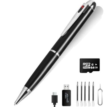Imagem de Keeggiss Caneta para câmera espiã 1080p, caneta portátil para câmera oculta, câmera escondida de 64 G para casa, mini câmera espiã para escritório, câmera escondida para babá