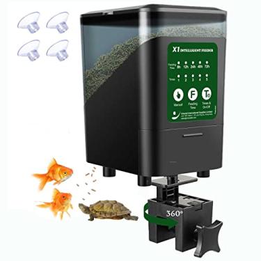 Imagem de Alimentador automático grande para peixes, 35 ml patenteado design revolucionário dispensador de tanque de alimentos para aquário com temporizador, alimentação automática, à prova de umidade, alimentadores elétricos ajustáveis operados por bateria para feriados