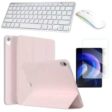 Imagem de Combo para iPad 10 Geração 2022  Capa Inteligente Rosa + Pelicula + Mo