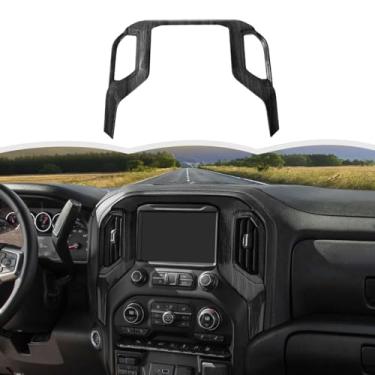 Imagem de RT-TCZ Painel de Navegação GPS Painel de Navegação Central Decoração Acessórios Interiores Compatível com Chevrolet Silverado 2019-2021, para GMC Sierra 2019-2022, Grão de Madeira Preta
