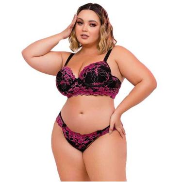 Imagem de Kit 5 Conjunto de Lingerie Sensual Plus Size calcinha e sutia com Aro 