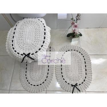 Imagem de Jogo de Banheiro Crochê com Fita - Myrna Crochê, Preto