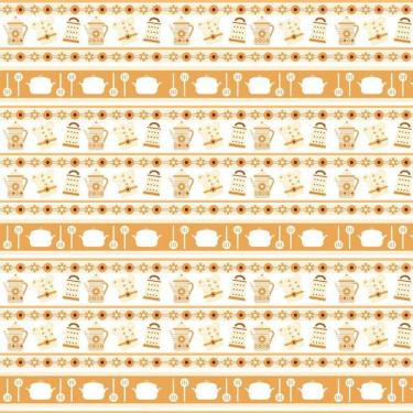 Imagem de Papel Parede Faixa Laranja Utensílios De Cozinha Autocolante