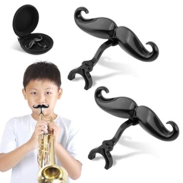 Imagem de Pacote com 2 bigodes de encaixe para trompetes e trombones, clipe de bigode para bocal de trompete inclui capa protetora, serve para todos os bocais de haste pequena