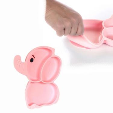 Imagem de Pratinho Com Divisória Infantil Silicone Macio Alimentar Prato Bebê Re