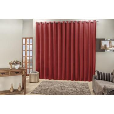 Imagem de Cortina Roma sala ou quarto ráfia 4,00x2,50 para varão 4m cor vermelha