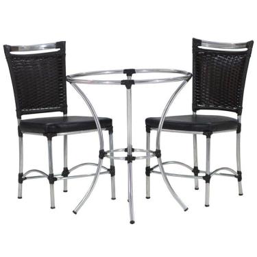 Imagem de 2 Cadeiras JK e Mesa em Alumínio para Cozinha, Varanda, Edícula Trama