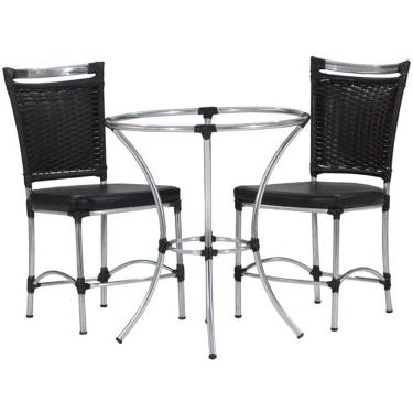 Imagem de 2 Cadeiras JK e Mesa em Alumínio para Cozinha, Varanda, Edícula Trama