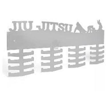 Imagem de Porta Medalhas Branco Jiu Jitsu Preto Suporte MDF Personalizado Gancho
