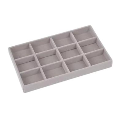 Imagem de Porta Jóias de Veludo para Closet Gavetas Bandeja Organizador de Bijuterias Anel Brinco Relógio Pulseira e Colares (CINZA (BAN-04))